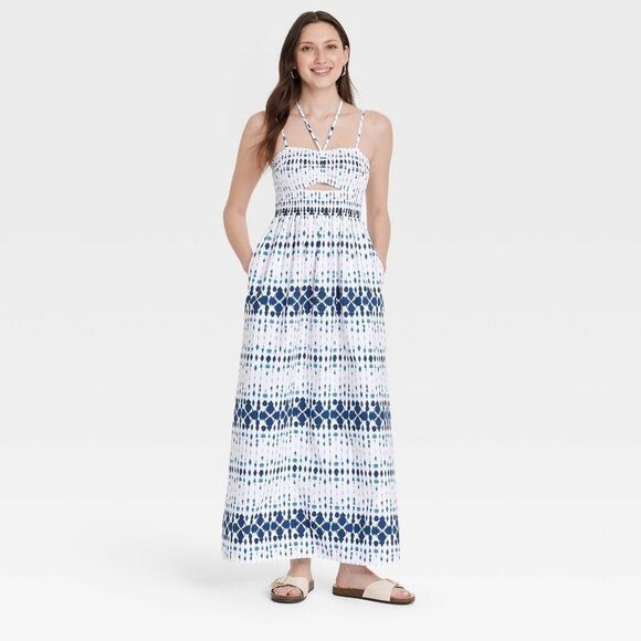 Universal Thread Blue and White Maxi Dress - Picture 1 of 3